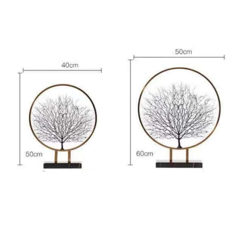 Metal Handicrafts Artificial Plants Tree Trunk Statue Branch Decorative Figurines Geometric Ring Home Decoration Accessories
