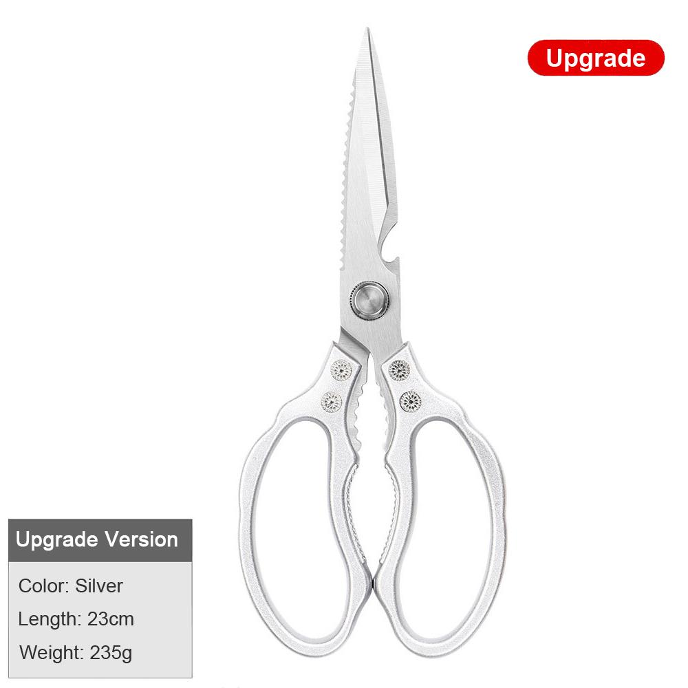 New Professional Stainless Steel Kitchen Scissors with Aluminum Alloy Handle - Perfect for Cutting Chicken Bones Meat Fish