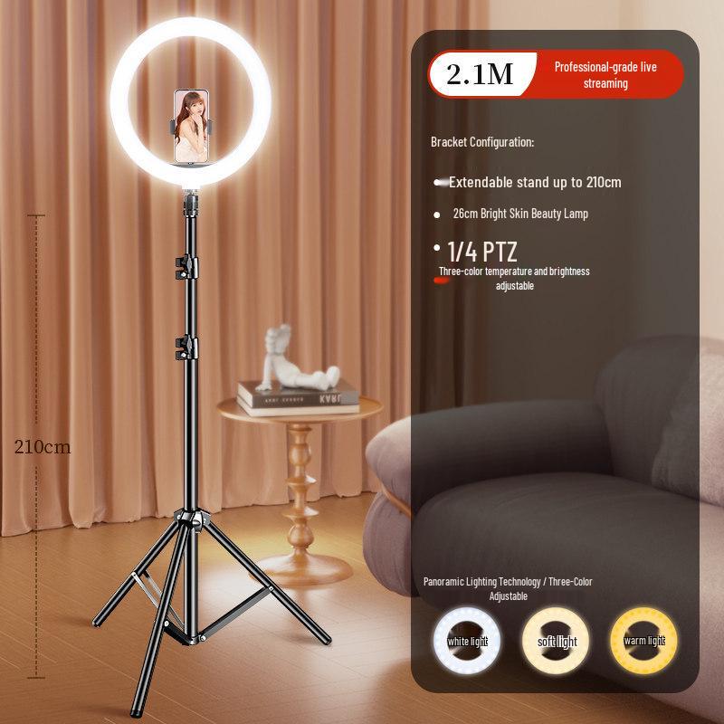 Professional Desktop Ring Light Stand for Streamers - Large Aperture Beauty & Selfie Light