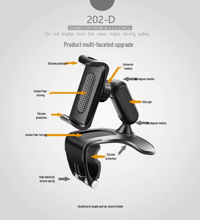 Rotating Rearview Mirror Phone Mount with Dashboard Clip