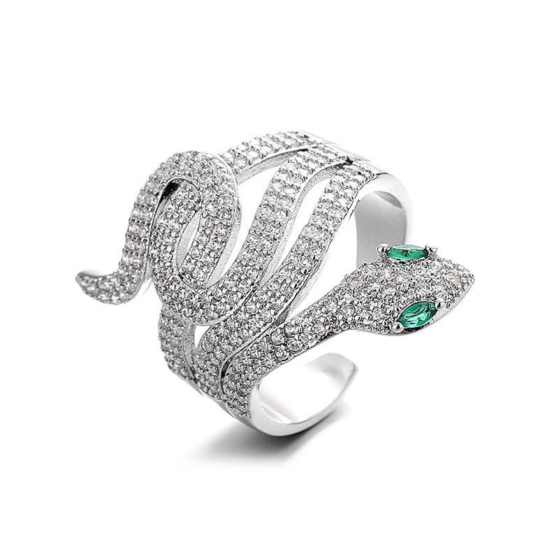 Trendy Unisex Luxury Snake-Shaped Diamond Ring: Exaggerated Hip Hop Style