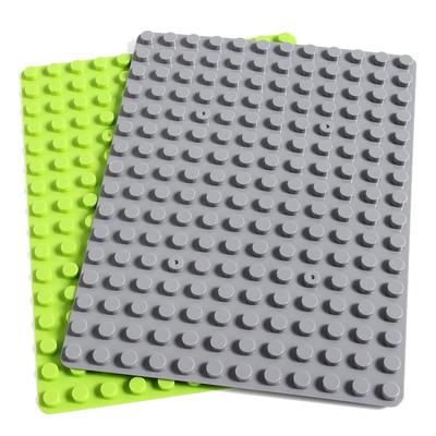 INIBUD Baseplate Blocks, Duplo Compatible, 16x12 Dots, Set of 2 (1 Light Green + 1 Gray)