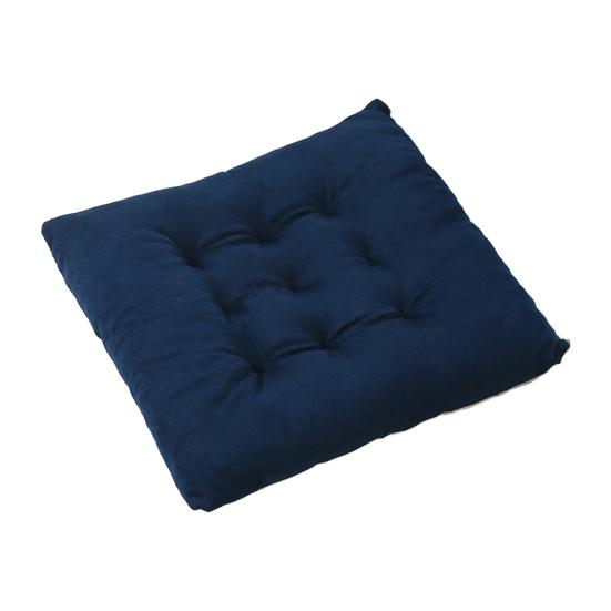 Decorative Contrast Edging Seat Pad Square Chair Cushion, Soft Plush Cushion with Straps, 15.75" x High Resilience Tatami Non Slip for Dining