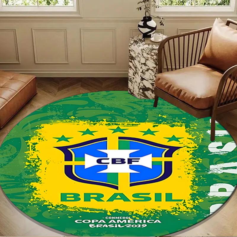 1PC rug Brazilian Football Federation Round mat Home Decor, Chair rug For livingroom,Bedroom, doormat home decor Birthday Gift Christmas Gifts