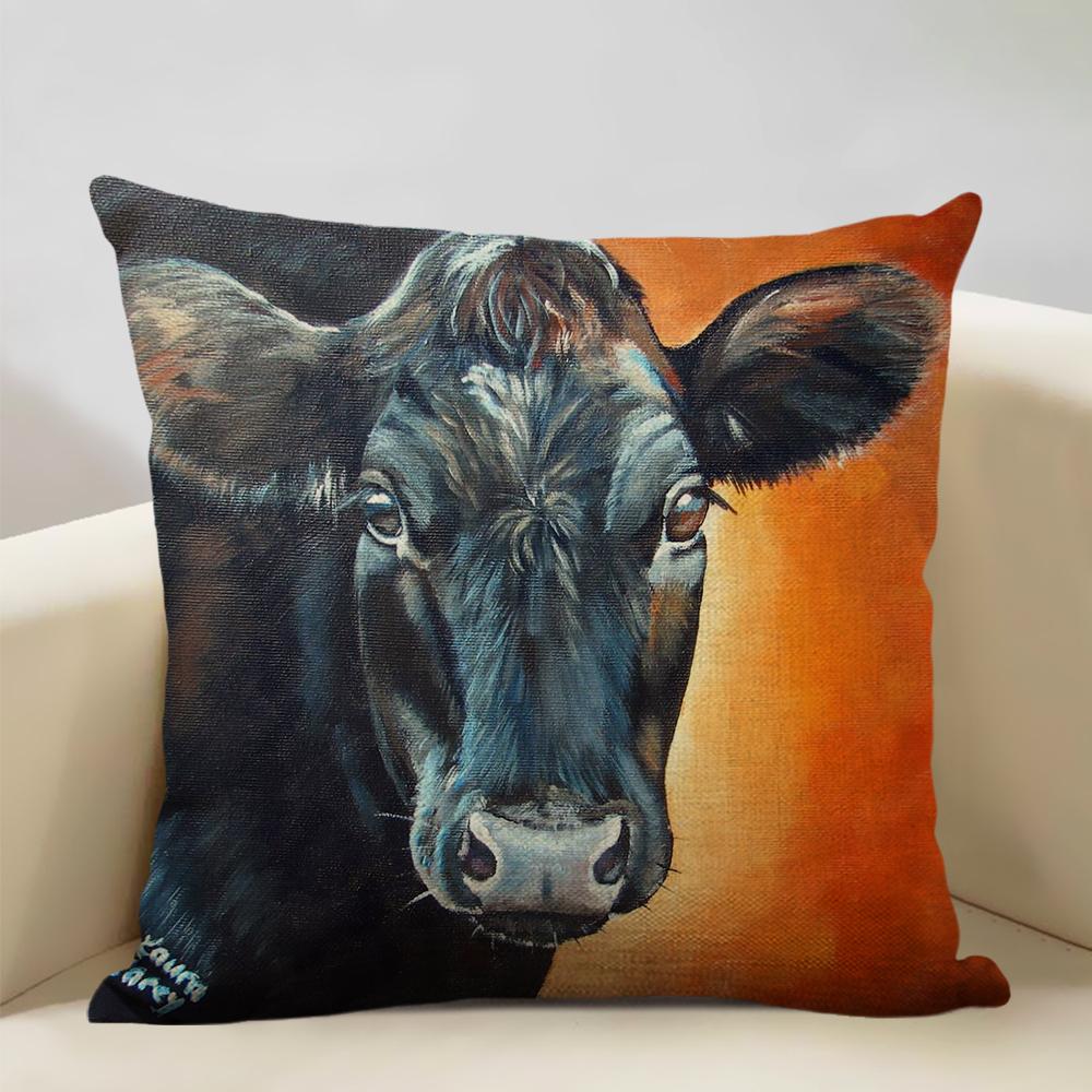 Animal Cushion Cover Cattle and Sheep Bedroom Sofa In The Ranch Fashion Decorative Pillow 45x45cm Linen Pillow Car Accessories