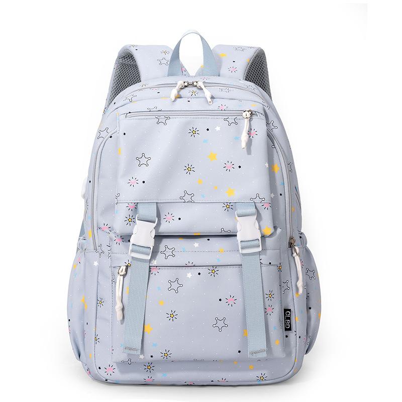 Large Capacity Backpack Printed Student Schoolbag Lightweight Backpack