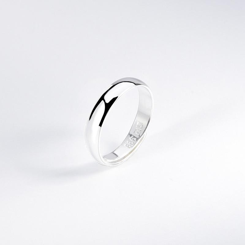 Sterling Silver Hand-Hammered Open Band Ring Pair for Men & Women 999 Sterling Silver