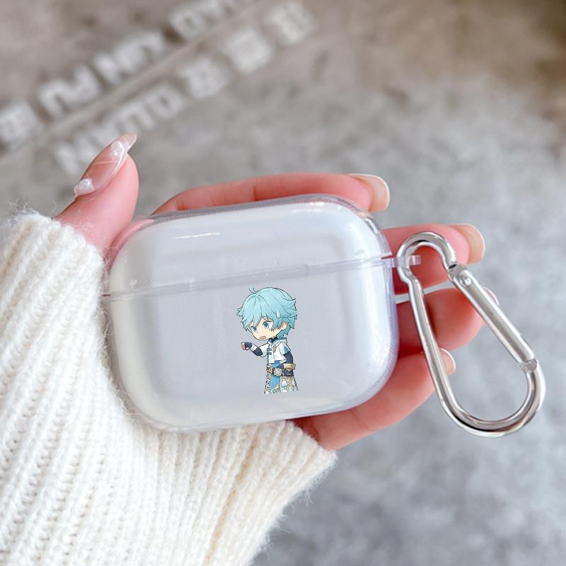 Genshin Impact klee Qiqi xiao Case for Apple Airpods 2 1 Earphone Cases With Hook For Airpod Pro 3 Pro2 Clear Protective Covers