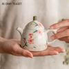 90ml Chinese Ceramic Teapot Ball Hole Filter Handmade Peach Flowers Tea Pot Beauty Tea Infuser Kettle Porcelain Tea Set Teaware