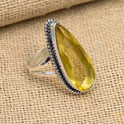 Wunderschöner Citrin-Edelstein, handgefertigter Ringschmuck aus 925er Sterlingsilber