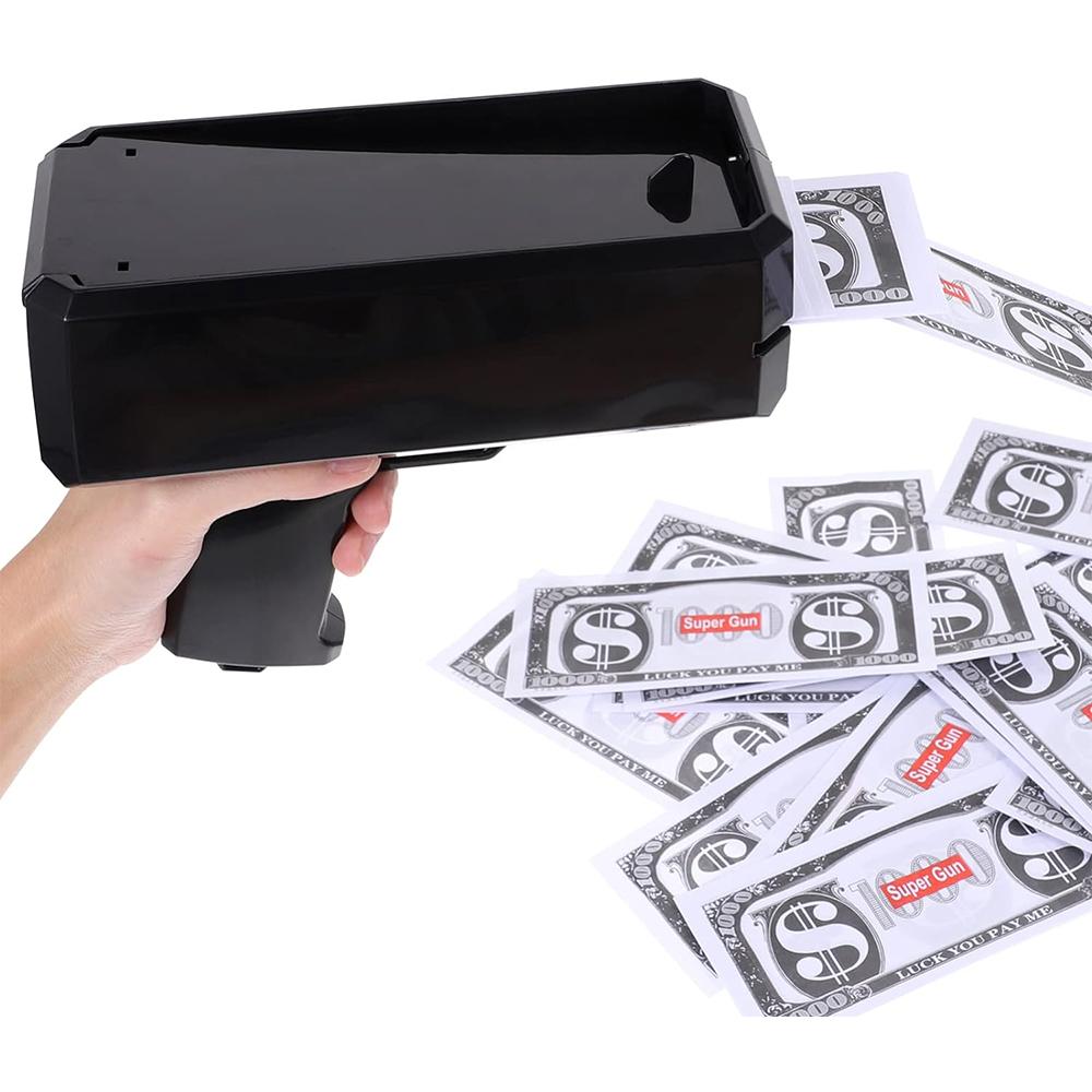 Pistola Spara Soldi Nera con 100 Pezzi di Scena per Matrimoni Compleanni Addio al Nubilato