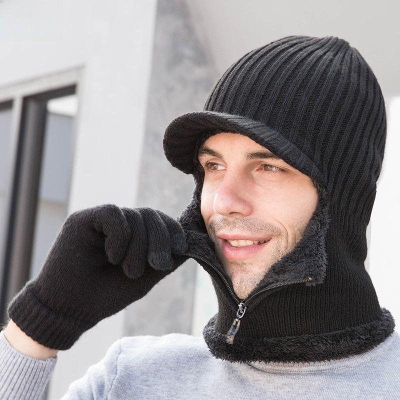 Classic Knit Hat For Men And Women Fleece Lined For Cold Season Comfort чёрный