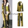 Summer New Long Sleeve Lapel Print Shirts 9063816 Mid-Waist Silk Satin Texture Printed Pants 9064816