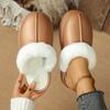 Women's Winter Flat Toe-Cap Home Slippers, Plush Warm and Comfortable Casual Half-Slip Women's Shoes