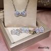 Simple bow jewelry three-piece set, platinum-plated zircon set, fashionable women's accessories