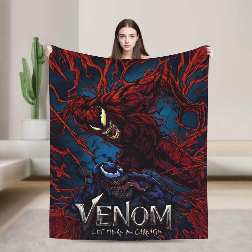 Venom cartoon Blanket Travel Office Flannel Throw Blanket For Couch Chair Sofa Bed Soft Design Quality Bedspread Gift