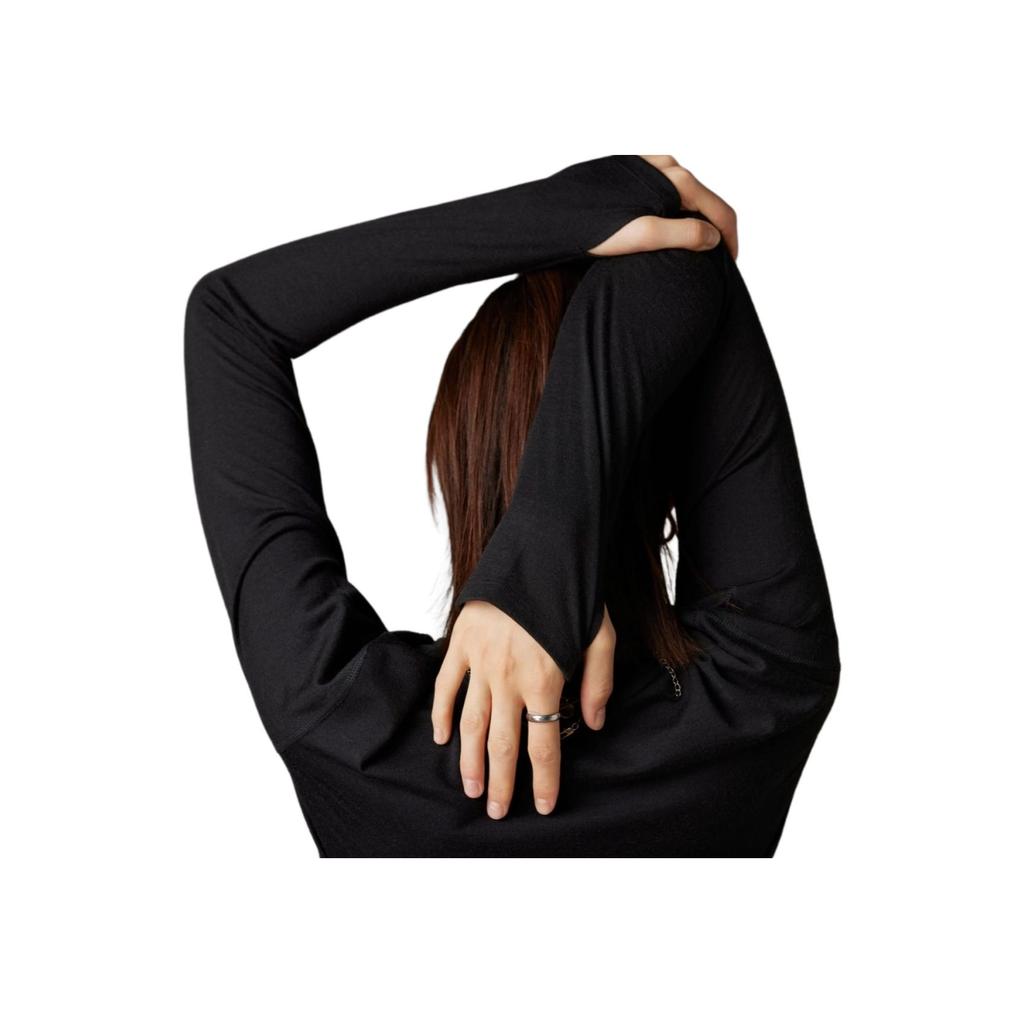 Adidas Solid Color Round Neck Long Sleeve Fitness Shirt Women tops Black IB6379