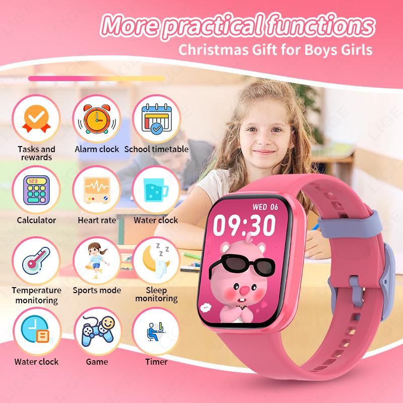 Kids Smart Watch for Age 5-12 Kids Gifts Sleep Tracking Wake-up Reminder Pedometer Flashlight Smartwatch Childen Watches