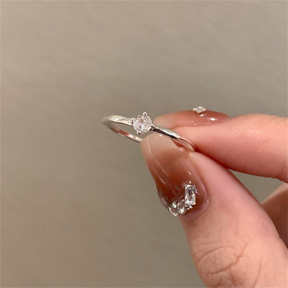 Over 120 Styles Korean style zircon diamond ring women's 925 sterling silver spring and summer niche light luxury high-end index finger ring open ring