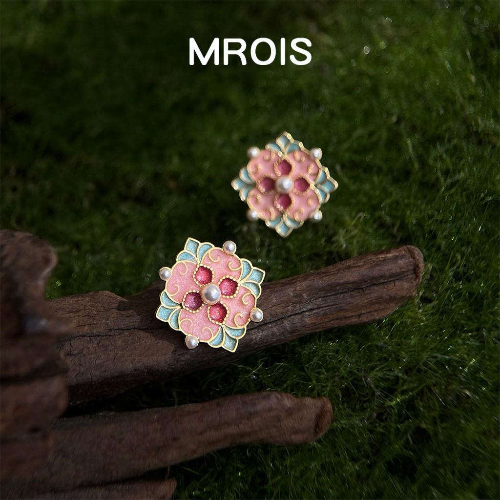 18k Gold Plated Enamel Drip Glaze Retro Stud Earrings: Ethnic Color Block Luxury for Women