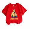 Kids Boys Girls 100% Cotton Crew Neck Short Sleeve T-Shirt, Cute Yellow Animated Characters Printed Casual Lightweight Breathable Tee for Daily Wear