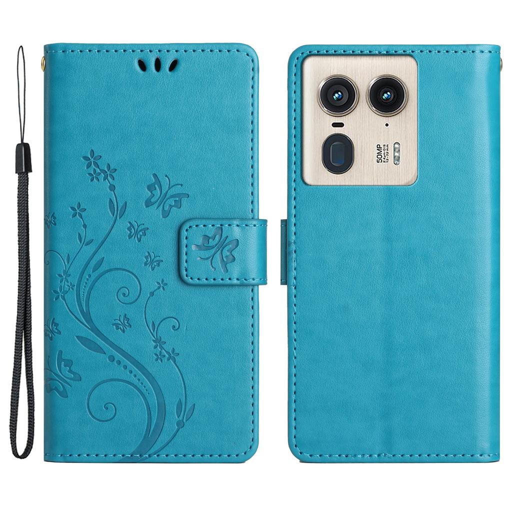 Für Motorola Edge 50 Ultra 5G/Moto X50 Ultra 5G Hülle Schmetterling Blume Lederhülle
