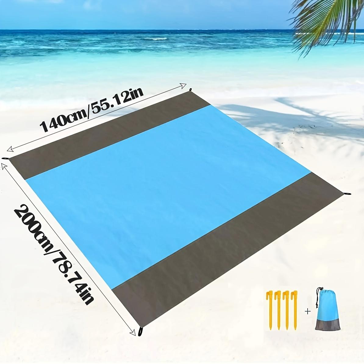 

Outdoor Folding Portable Beach Mat, Moisture-proof Beach Mat, Picnic Blanket, Floor Mat with 4 Corner Stakes синий