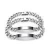 Stainless Steel Titanium Bracelet Couples Geometric Cuban Link Adjustable Personalized Engraving Gift
