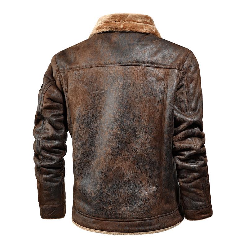 2023 Men's Shearling Jacket with Fleece-Lined Leather for Autumn/Winter Casual Wear