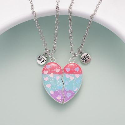 Korean Style BFF Heart Magnetic Necklace - Cartoon Pendant Sweet Birthday Gift