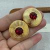 Personalized Retro Coil Stud Earrings, High-End Women'S Light Luxury Court Style Inlaid Red Earrings, Earrings.