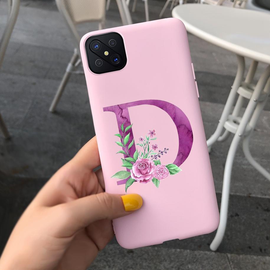 

For OPPO Reno 4Z 5G Case 6.57 Soft TPU Cute Letters Case For Reno4 Z 5G CPH2065 Simple Black Pink Back Cover For OPPO A92s Capa OPPO A92s