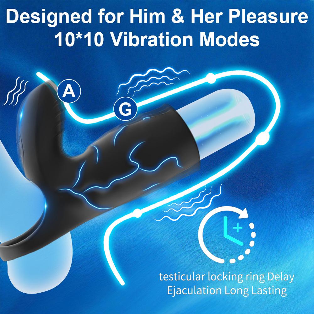 Penis Sleeve Vibrating Cock Ring Clitoris Nipple G Spot Stimulation 10 Vibration Modes Penis Enlargement Male Couple Sex Toy