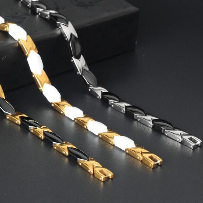 Bracelets en Céramique Pour Femmes Homme Mode Bijoux en Acier Inoxydable Accessoires Mains Femmes Thérapie Magnétique pour la Santé Bracelets pour Hommes