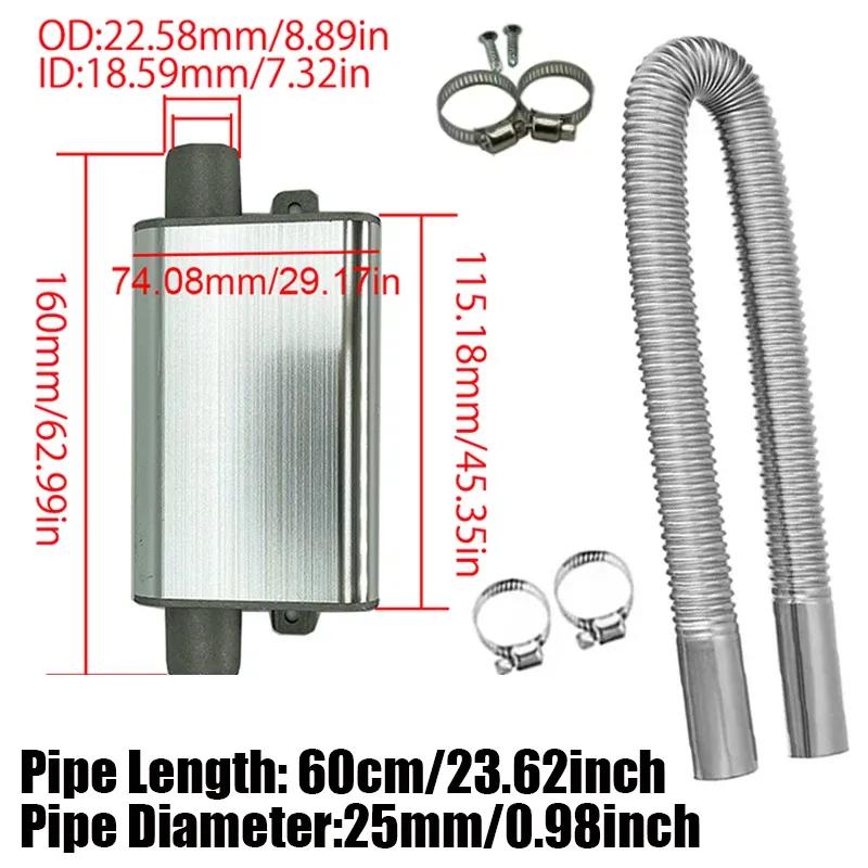 60cm Car Air Diesel Parking Heater Exhaust Pipe Tube Hose 24mm Air Filter Muffler Silencer With Clip Kit For Webasto Eberspacher