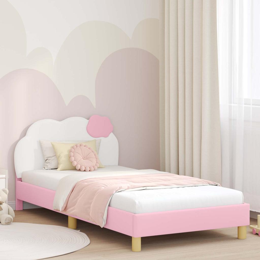 Kids Bed Frame with Headboard Pink 90 x 190 cm PU Leather