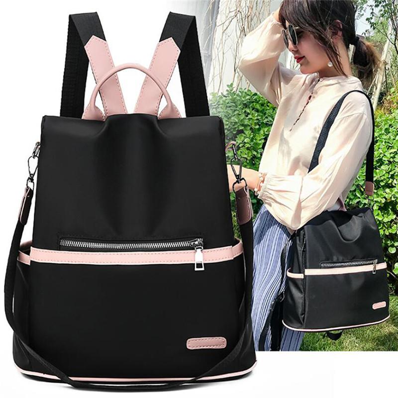 2025 Casual Oxford Backpack Women Black Waterproof Nylon School Bags for Teenage Girls High Quality Fashion Travel Tote Packbag