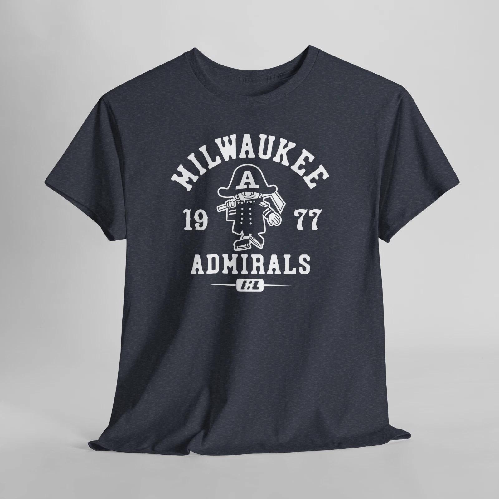 Milwaukee Admirals 1977 IHL Hockey Tri-Blend Navy Heather Tee Shirt M