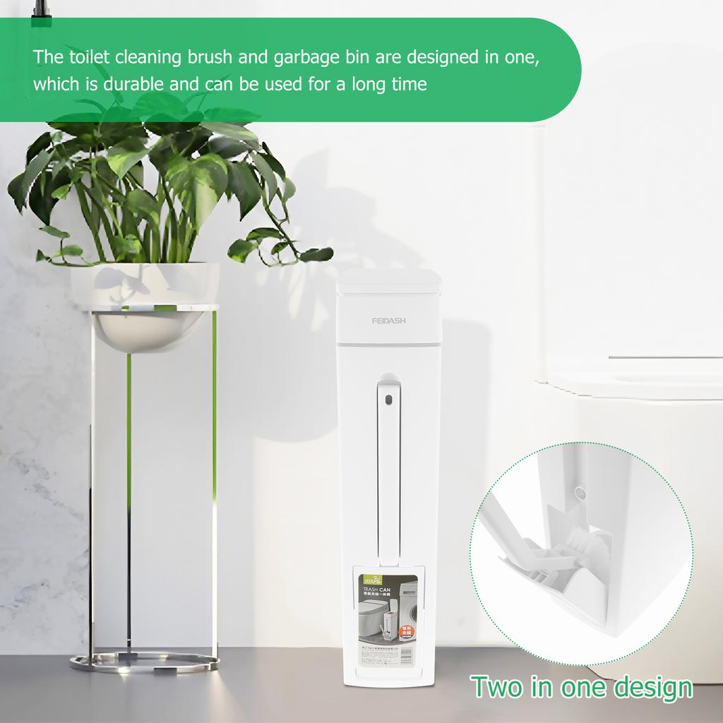 Úzký odpadkový koš do koupelny, kuchyňský kbelík na odpadky s víkem a kartáčem do úzkých prostor, nástroje na čištění toalet, příslušenství