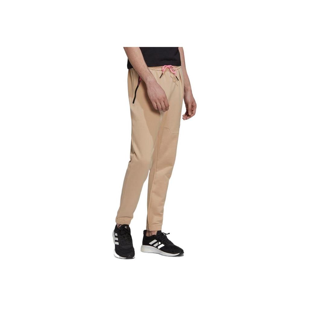 Adidas Logo Print Elastic Straight-Fit Track Pants Men Bottoms Light-Brown HI5384