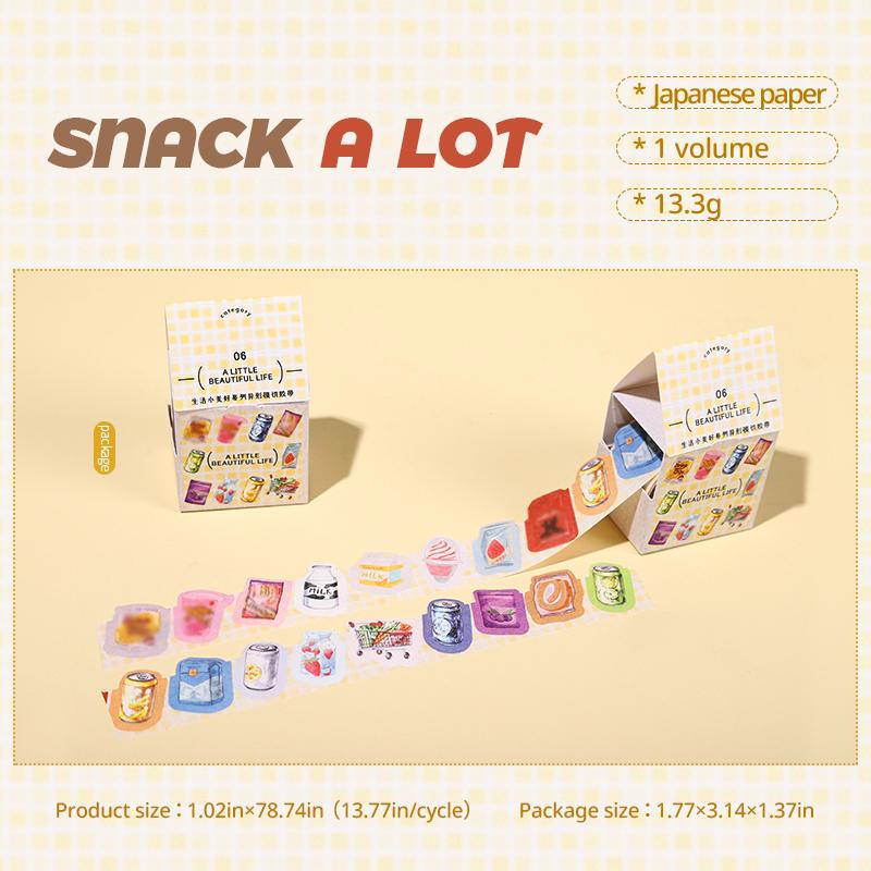 Small Size Pattern Tape Boxed Cat Coffee Fruit House Creative Hand Account Collage Material DIY Decorative Tape Can Write Tape