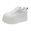 Soft leather platform white shoes women's 2025 spring new models show small feet and increase height board shoes super fire versatile sports and