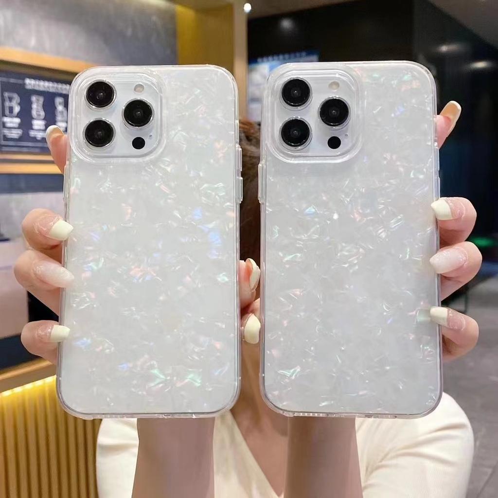 Luxury Shell Pattern Laser Phone Case For iPhone 11 12 13 14 15 Pro Max Plus Shockproof Bumper Back Cover