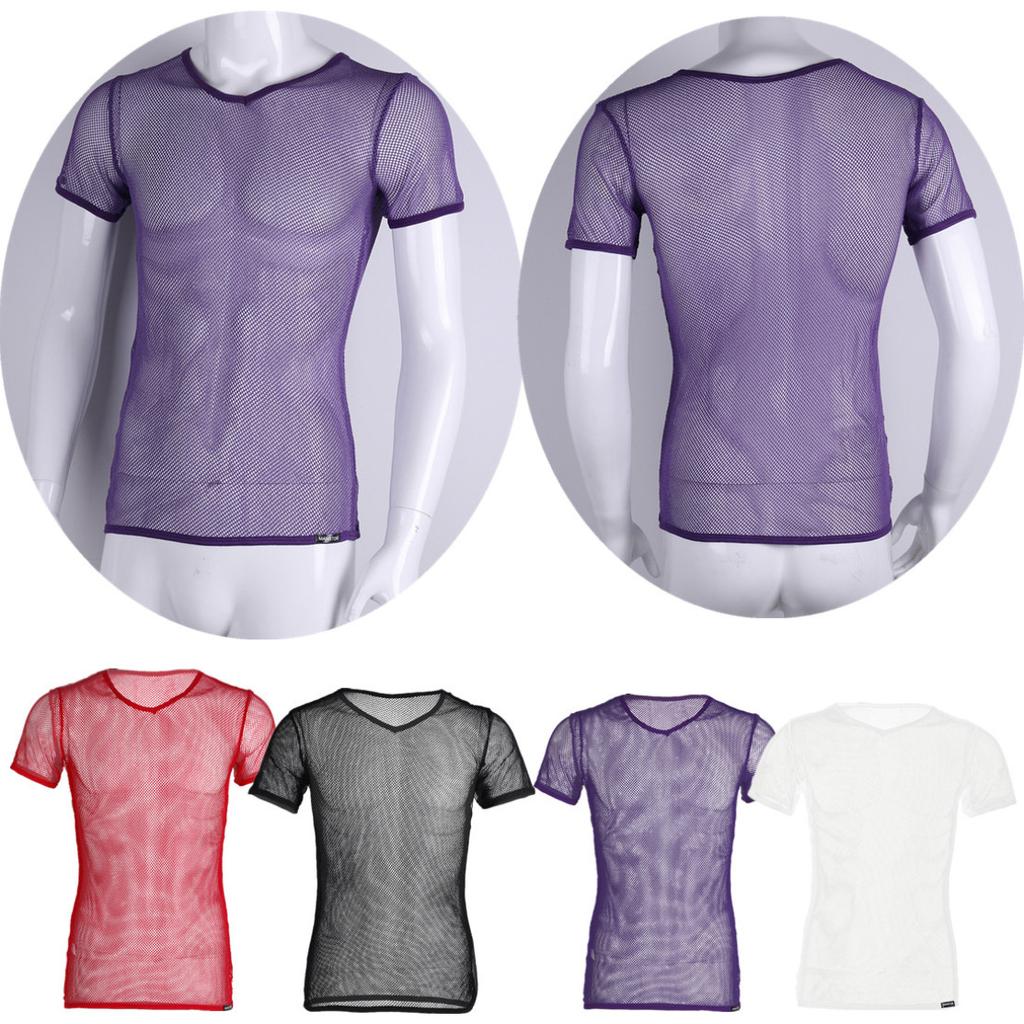 Buy Sexy Men's Sheer Mesh Tshirt Short Sleeve Breathable Sports