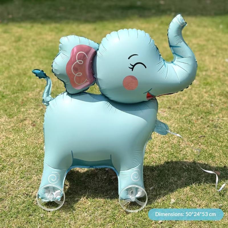 Cartoon-Tier-Folie Steh-Geh-Ballon mit Rädern 1 Stück Wiederverwendbarer Ballon für Kleinkind-Geburtstagsgeschenk-Dekoration