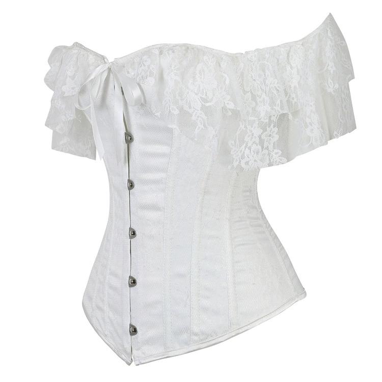 Shaping clothes, one shoulder, lace mesh, short sleeved corset, sexy and fashionable stage performance, shaping top, bone clothes