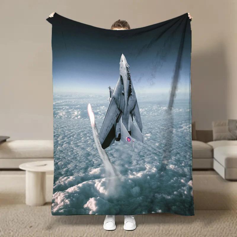 Warm Soft Vintage Planes Print Blanket Fluffy Children and Adults Sofa Plush Bedspread Picnic Throw Blanket for Sofa Bed Gifts