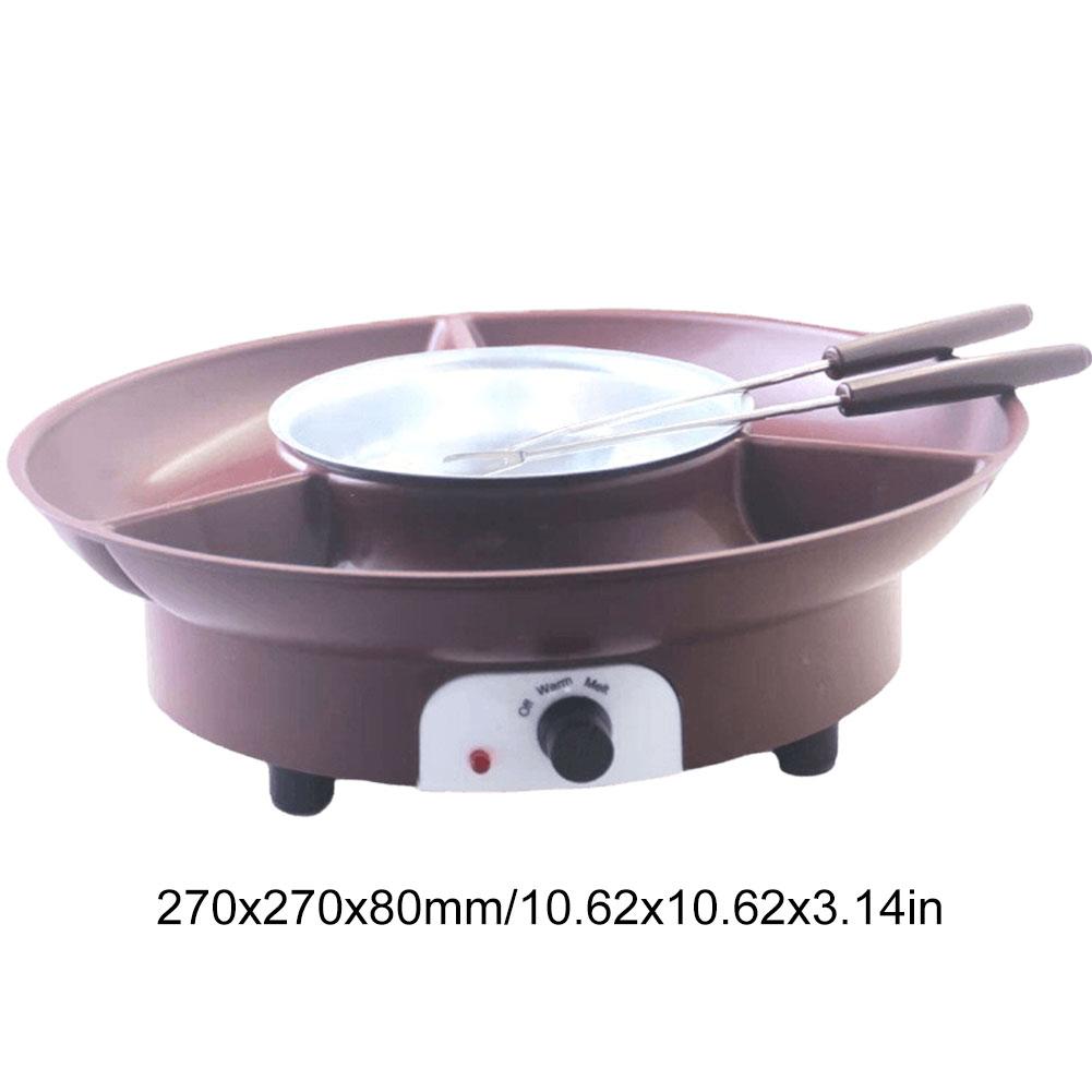 Electric Fondue Pot Set with 3 Section Food Tray and 2 Dipping Forks Chocolate Fountain Machine Cheese Fondue Maker for Parties