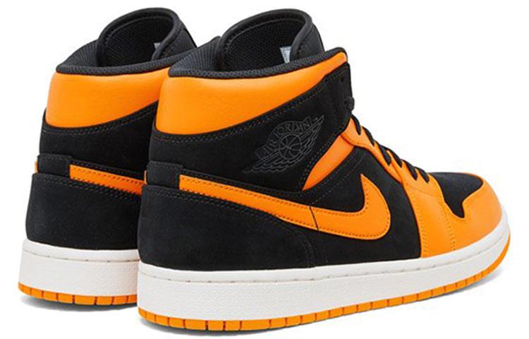 Jordan 1 Mid Black Orange Peel 554724-081