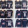 Custom Ice Hockey Jersey Blue Jackets Team 86 8 38 Embroidered Adult Mens Performance Sport Shirt Fall Season